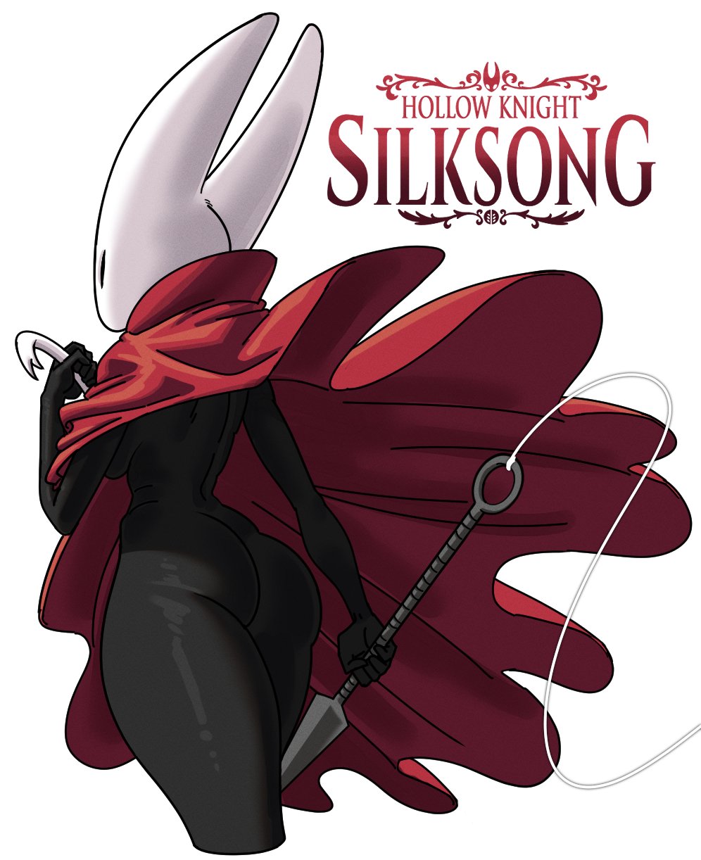 anthro, anthro bug, ass, ass focus, black body, bug, bug girl, female, hollow knight, hollow knight: silksong, hornet (hollow knight), horns, js4935, solo female, team cherry, warrior