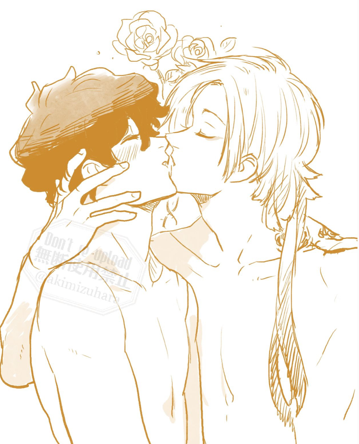 akimizuhara, alexis ness, blue lock, blush, femboy, gay, grabbing head, kaiser michael, kissing, male, michael kaiser, tagme, wholesome