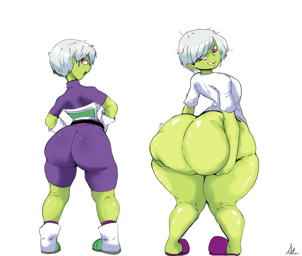 1girls, alternate version available, angry, ass, ass bigger than head, ass expansion, ass focus, ass grab, ass growth, before and after, big ass, bodysuit, bottom heavy, bottomless, breasts, butt expansion, cheelai, clothing, dragon ball, dragon ball super, dragon ball super broly, expansion, female, female focus, female only, from behind, giygal, gloves, grabbing, grabbing ass, grabbing own ass, green skin, huge ass, hyper ass, implied expansion, looking back, messy hair, pink eyes, shirt, short hair, solo, solo female, solo focus, thick, thick ass, thick thighs, white hair