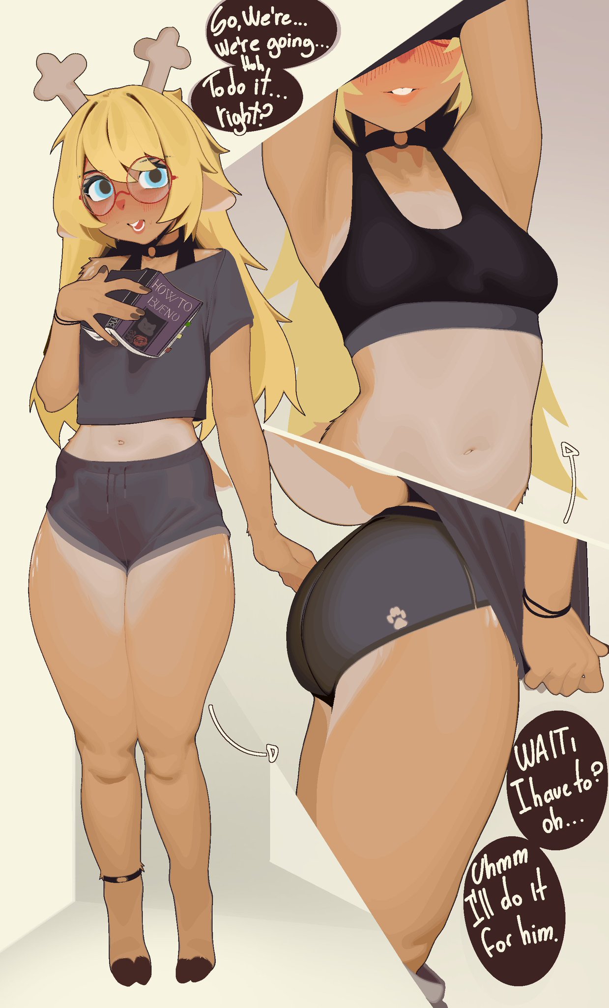 anthro, deltarune, female, furry, naxius noxy, noelle holiday, solo, sports bra, undertale (series), underwear, undressing