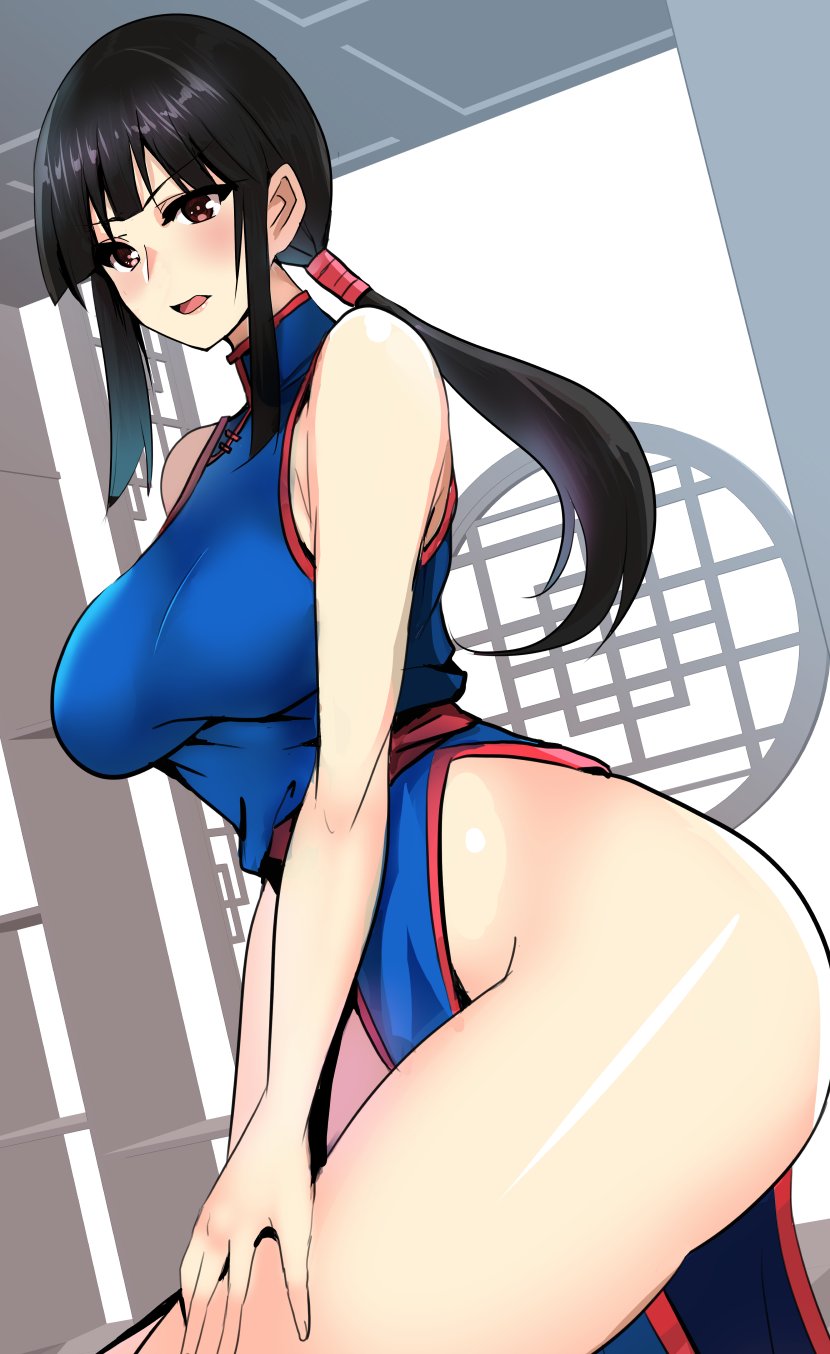 1girls, bare arms, bare thighs, black hair, breasts, brown eyes, chichi, chinese clothes, chinese dress, clothing, curvy, dragon ball, dragon ball z, female, female only, milf, ponytail, shounen jump, sleeveless, solo, solo female, thick thighs, thighs, thin arms, thin waist, wide hips
