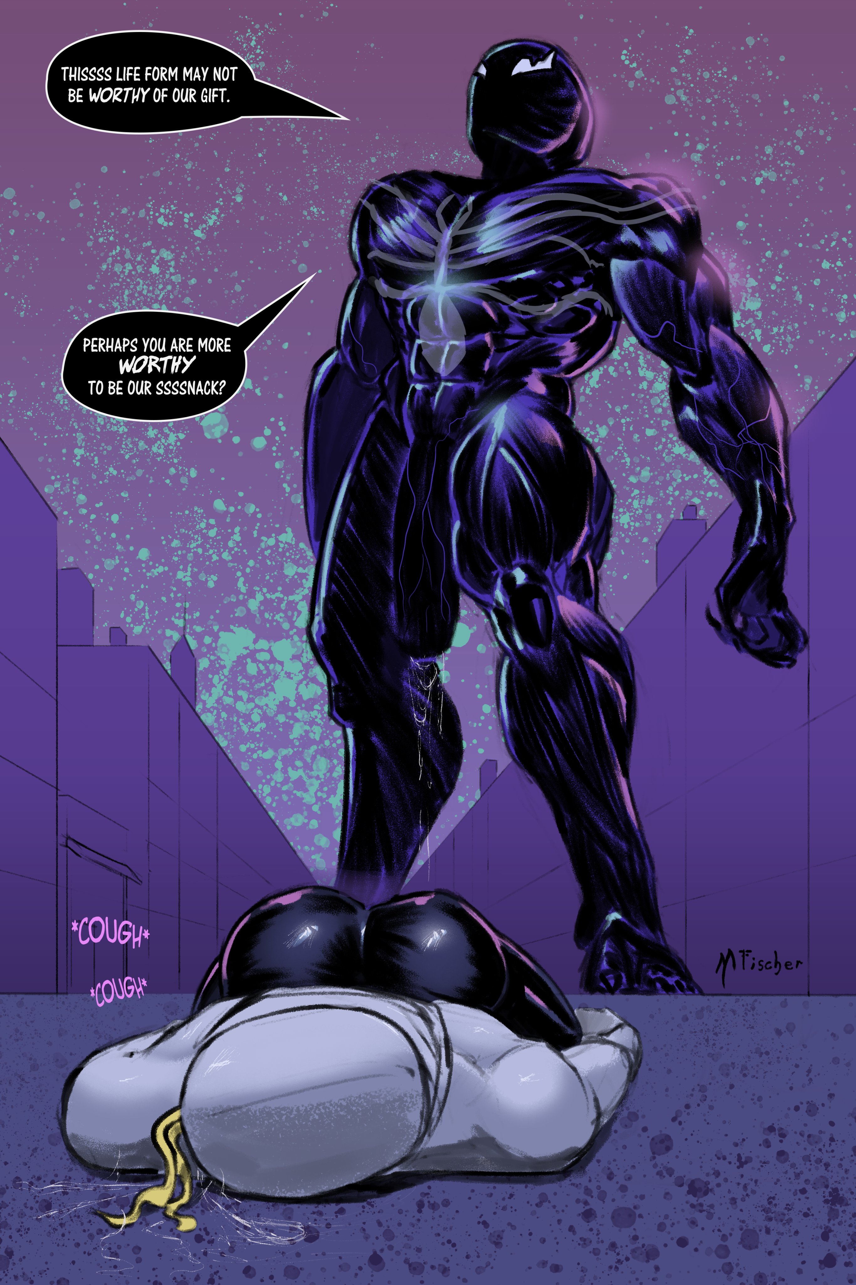 balls, big penis, blowjob, blue eyes, breasts, busty, fellatio, female, gwen stacy, hourglass figure, huge cock, imminent sex, large penis, male, marvel, marvel comics, meinfischer, penis, spider-gwen, spider-man (series), symbiote, tagme, testicles, veiny penis, venom, venom (marvel), venom's kiss (comic), wide hips
