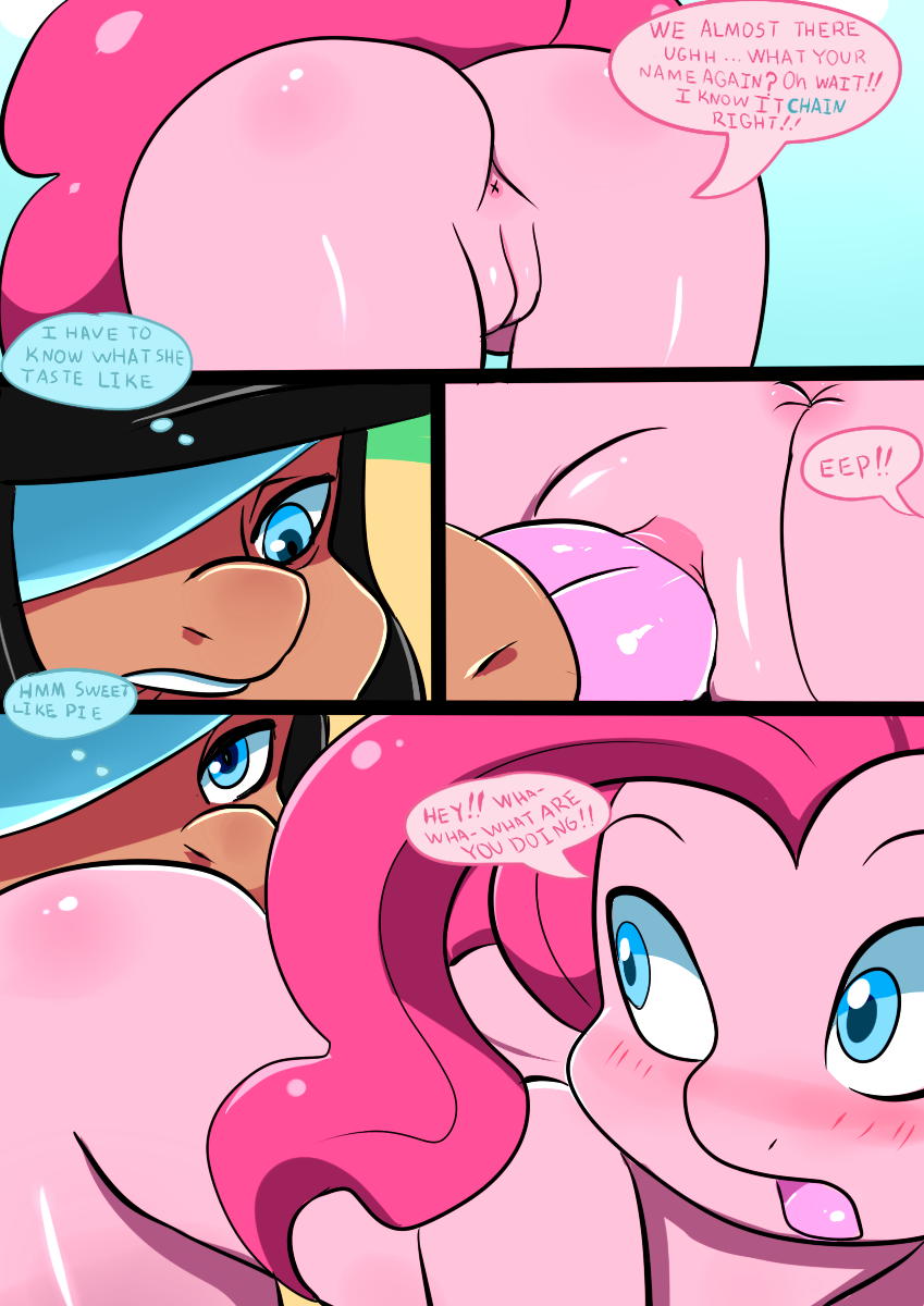 ambiguous_gender anus arttmadness ass big_butt blush comic cunnilingus dialogue english_text equid equine female female/ambiguous feral friendship_is_magic genitals hasbro hi_res licking looking_back mammal my_little_pony oral pinkie_pie_(mlp) pussy rear_view sex text tongue tongue_out vaginal_penetration