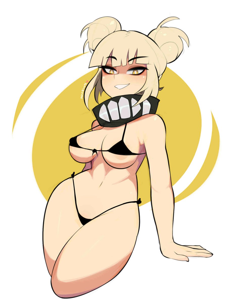1girls, bikini, black bikini, blonde hair, blonde-haired female, breasts, female, female only, highleg bikini, himiko toga, hips, medium breasts, my hero academia, postblue98, revealing clothes, side-tie bikini, sidelocks, skimpy clothes, smile, string bikini, thick thighs, thighs, waist, wide hips