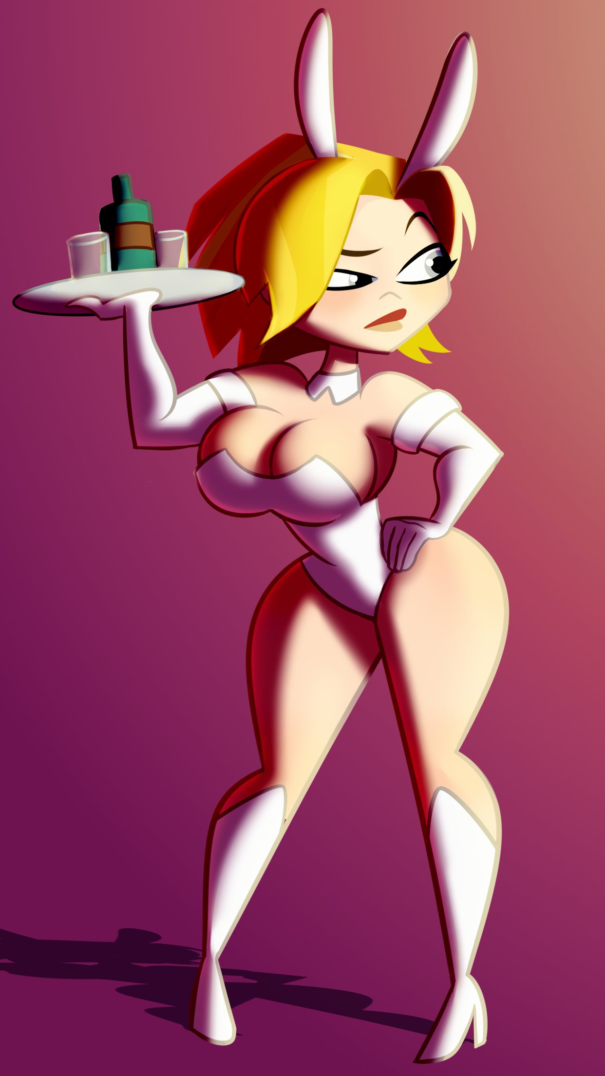 1girls, big breasts, breasts, bunny ears, bunnysuit, cleavage, curvy, dc, dc comics, dc super hero girls, female, high heel boots, high heels, kara danvers, kara danvers (shg), kara zor-el, planz34, smooth skin, solo, supergirl, superman (series), thick thighs, waitress, wide hips