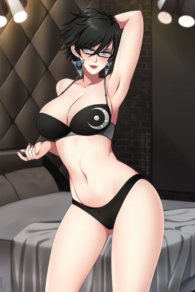1girls, bayonetta, bayonetta (character), bayonetta 2, big breasts, breasts, female, female only, lindaroze, sega, short hair, solo, tagme