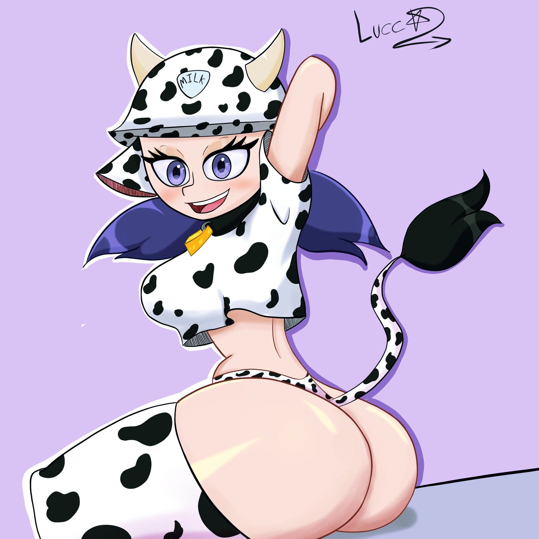 ass, big ass, big breasts, brawl stars, breasts, cow costume, cow ears, cow girl, cow tail, cowgirl, female, jacky (brawl stars), lucca125 (artist)