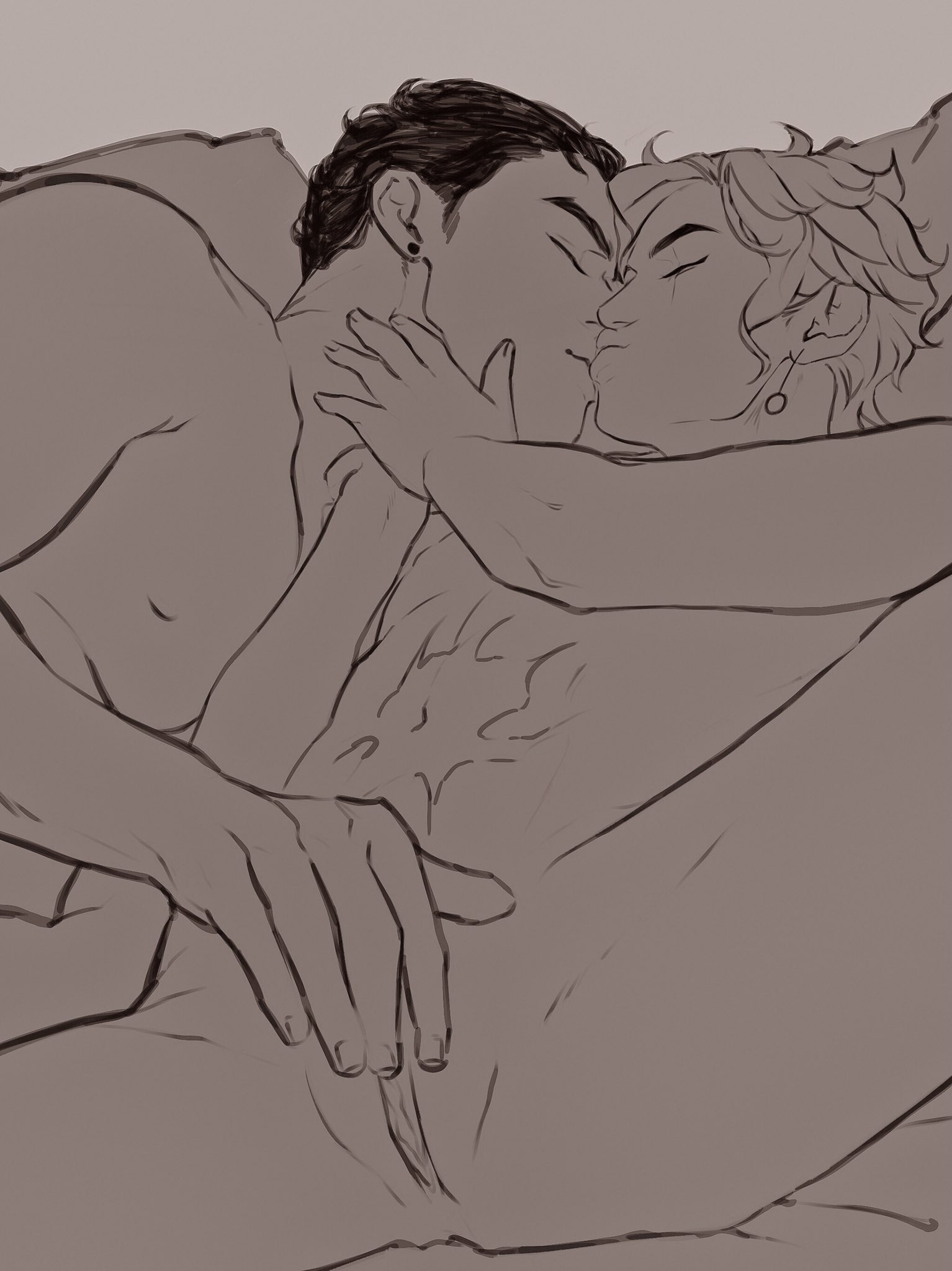 1cuntboy, 2boys, clitoris, cuntboy, gay, intersex, jojo's bizarre adventure, jotaro kujo, kissing, male, monochrome, noriaki kakyoin, nude, nude male, pussy, redtriplesix, rubbing clitoris, stardust crusaders, tagme, twunk, yaoi