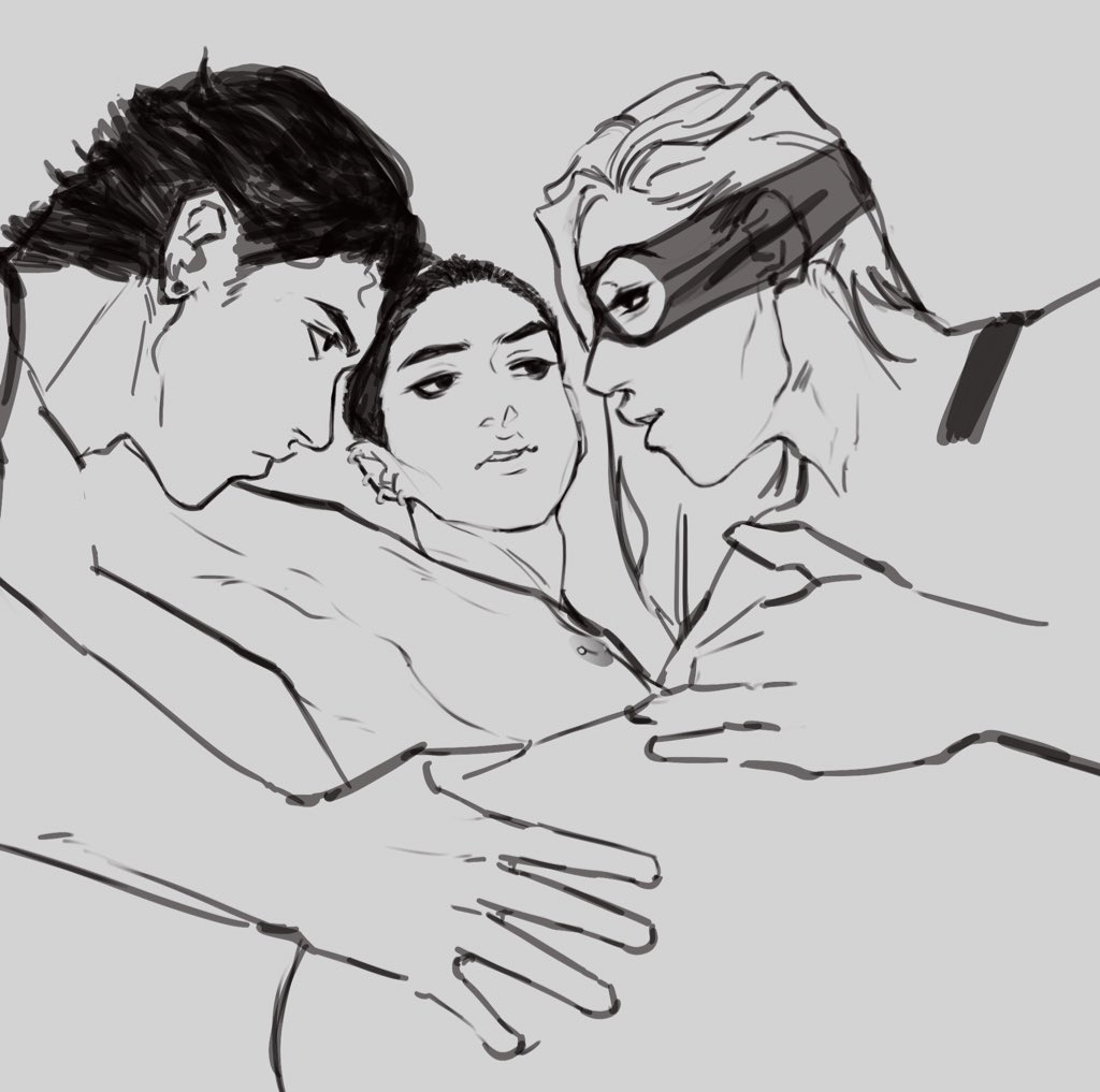 3boys gay jojo's_bizarre_adventure jotaro_kujo male/male/male male_only melone monochrome oc original_character redtriplesix tagme vento_aureo yaoi