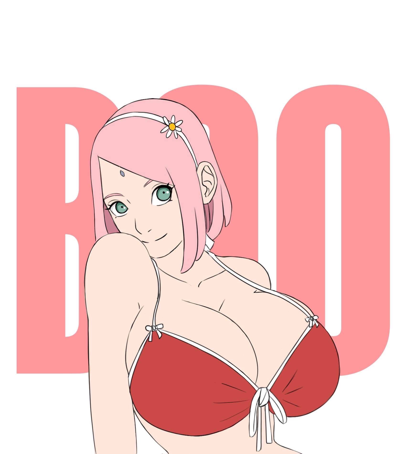 adult swim, big breasts, biggies00, bikini, boruto: naruto next generations, breasts, busty, cute face, female, green eyes, haruno sakura, milf, naruto, naruto (series), oppai, pink hair, sakura haruno, shounen jump, skinny, smile, smiling, tiny waist, toonami, uchiha sakura, white skin