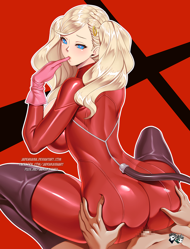 1boy 1girls ann_takamaki atlus big_breasts female female_on_top jadenkaiba long_hair male male/female panther(p5) persona persona_5 sega sex tagme