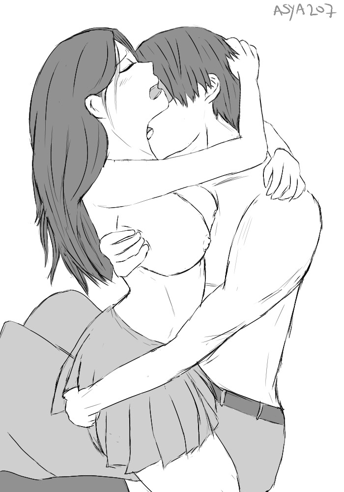 asya 207, big breasts, breasts, closed eyes, fanon couple, female, hugging, kissing, kissing neck, long hair, male, male/female, moaning, momo yaoyorozu, monochrome, my hero academia, pants, short hair, shouto todoroki, sitting, sitting on person, skirt, socks, straddling, straight, todoroki shouto, topless, wholesome, yaoyorozu momo