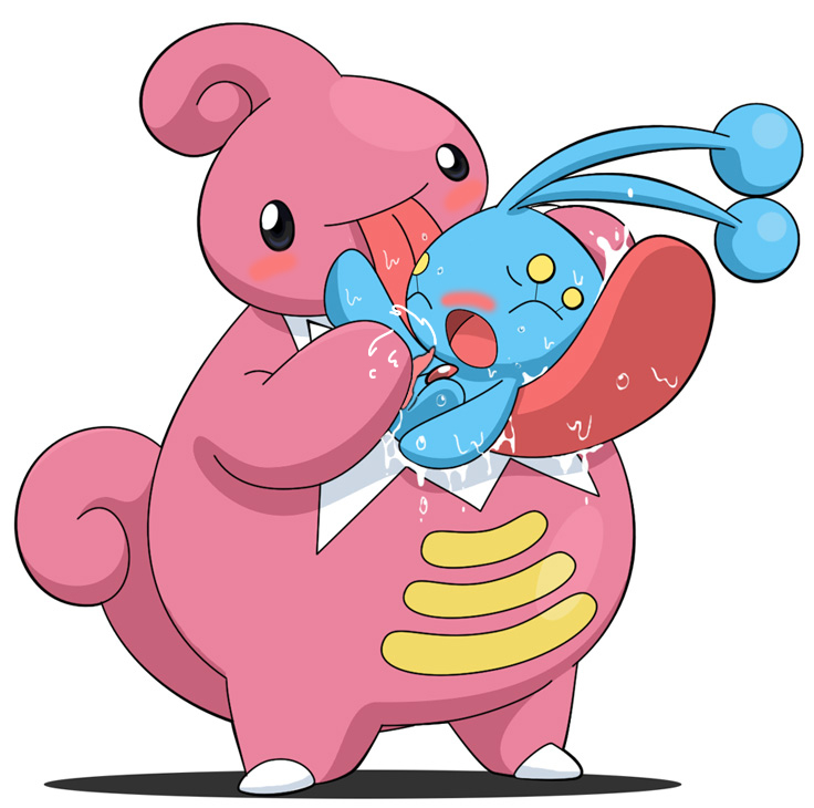 1boy ambiguous_gender blue_skin interspecies lickilicky licking manaphy nintendo oral pink_skin pokemon pokemon_dppt saliva size_difference