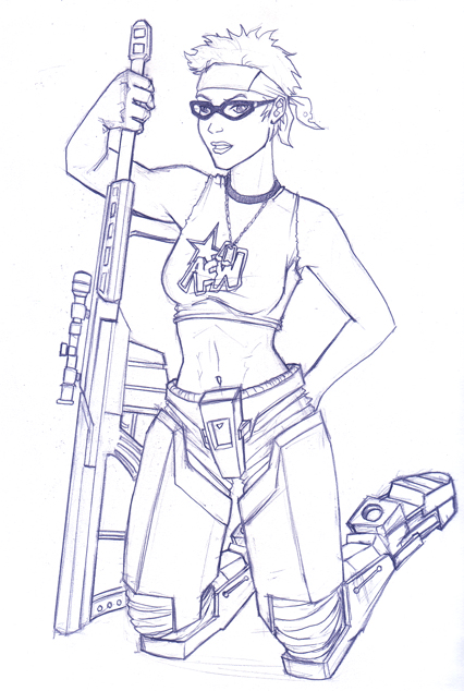 1girls armor female frisky_dingo glasses gun jmao lineart power_armor short_hair tagme valerie_(frisky_dingo) weapon