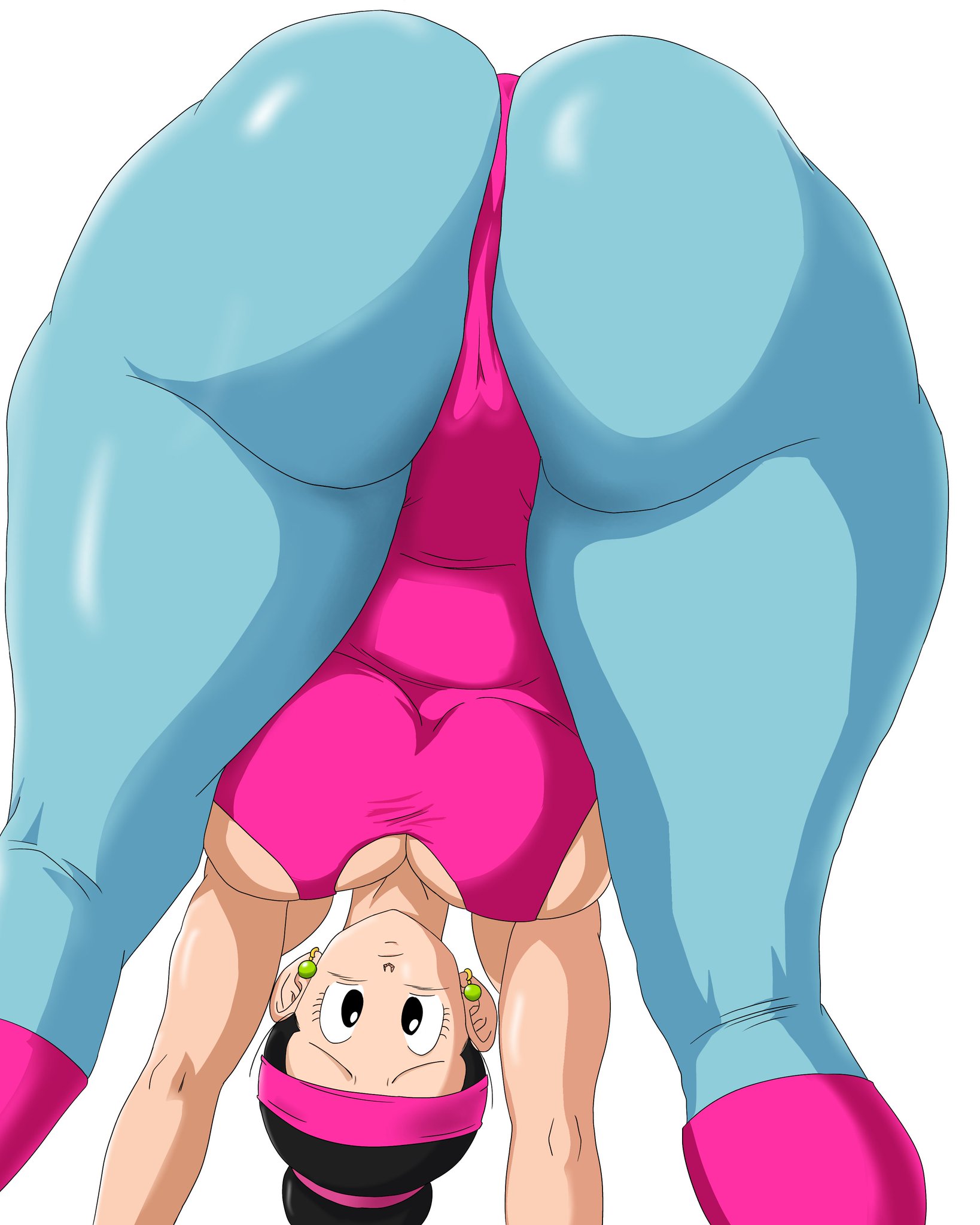 1girls, ass, bent over, big ass, chichi, dragon ball, dragon ball z, exercise clothing, female, headband, leotard, pantyhose, sweatband