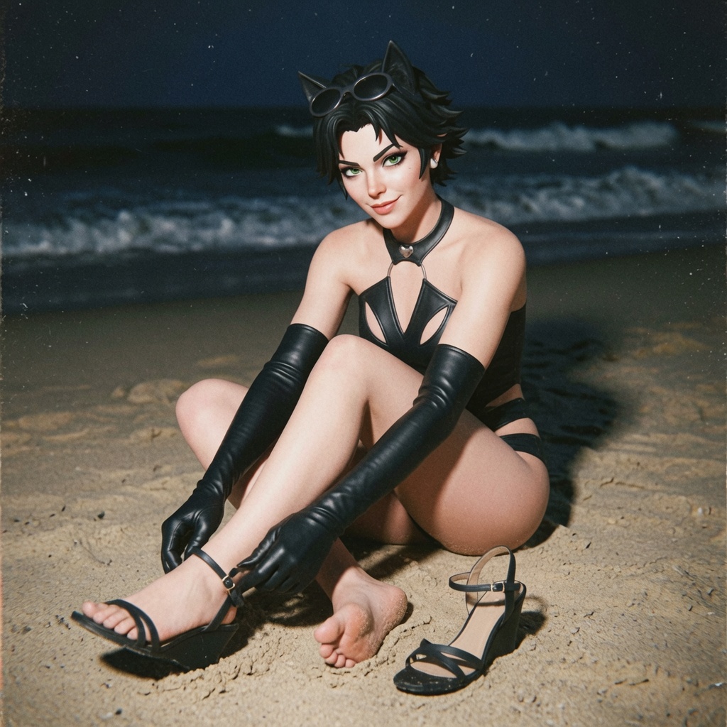 1girl ai_generated catwoman catwoman_(fortnite) feet feet_fetish feet_together fortnite
