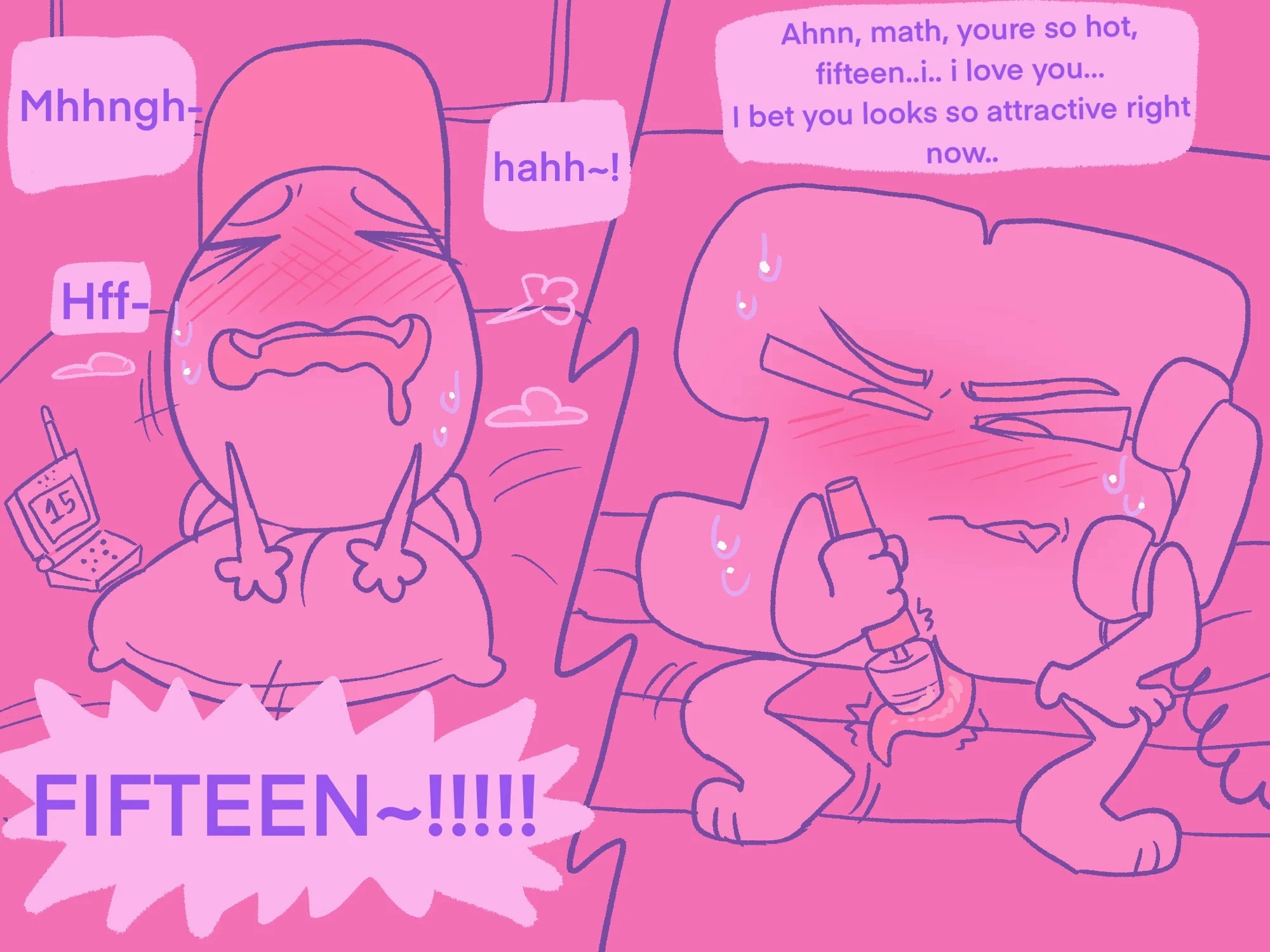 algebralien, battle for dream island, battle for dream island again, bfb, bfdi, bfdia, fifteen (bfb), humping, non-human, object shows, phone sex, pillow humping, tentacle penis, the power of two, toony, tpot, vibrator, vibrator on penis, zero (bfdi)