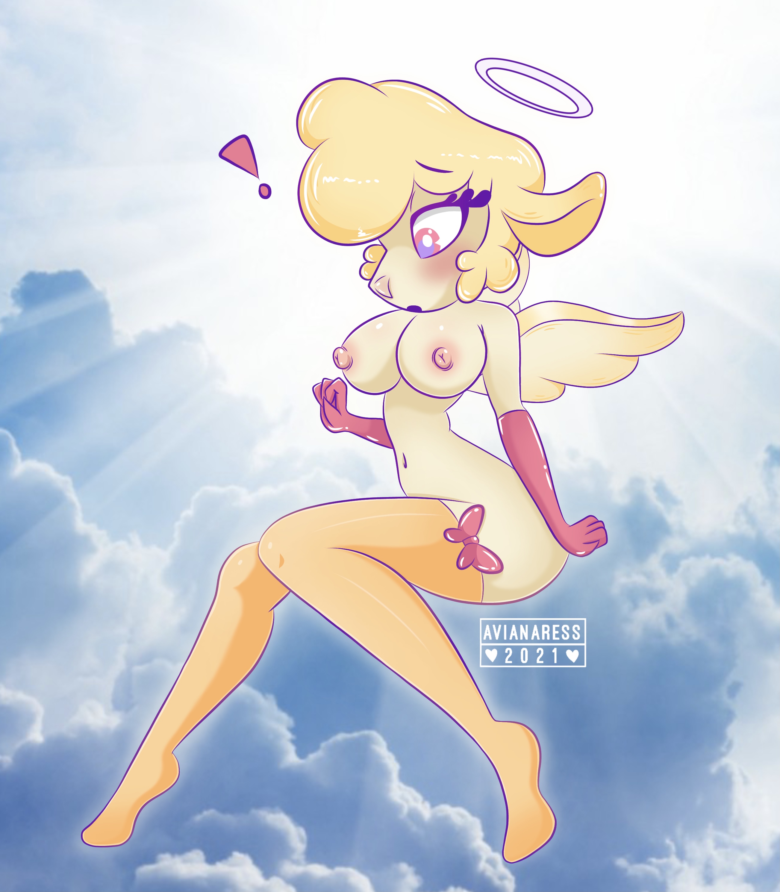 1girls, angel, anthro, avianaress, cherub, female, furry, helluva boss, keenie, tagme, vivienne medrano