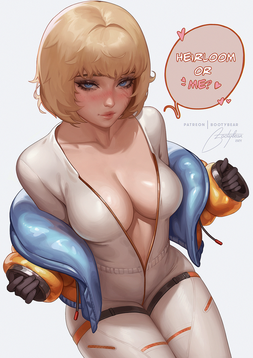 apex_legends asking_a_question blonde blonde_female blonde_hair blue_eyes blushing blushing_at_viewer bootybear english_text partially_clothed partially_naked partially_nude revealing_breasts revealing_clothes revealing_clothing tagme text text_bubble wattson wattson_(apex_legends)