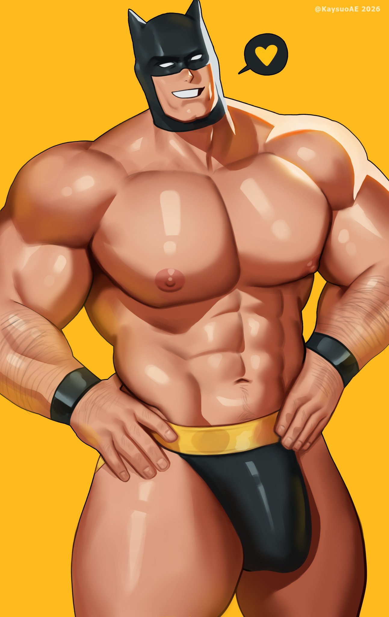 bara batman batman_(bruce_wayne) batman_(series) bruce_wayne bulge fortnite gay heart kaysuo male male_only muscular muscular_male solo underwear