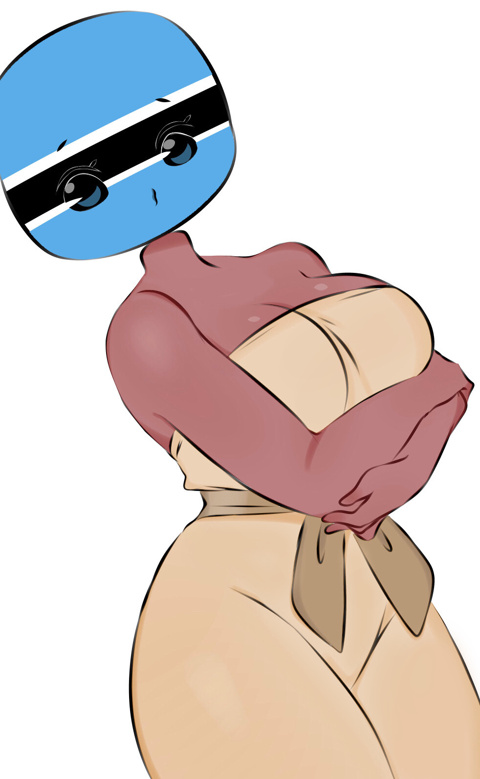1girls, anthro, anthrofied, bare shoulders, botswana (countryhumans), breasts, cleavage, countryhumans, countryhumans girl, eyebrows, eyelashes, female, female only, flawsy, hips, humanoid, looking at viewer, medium breasts, safe, simple background, solo, solo female, thick, thick thighs, thighs, white background, wide hips