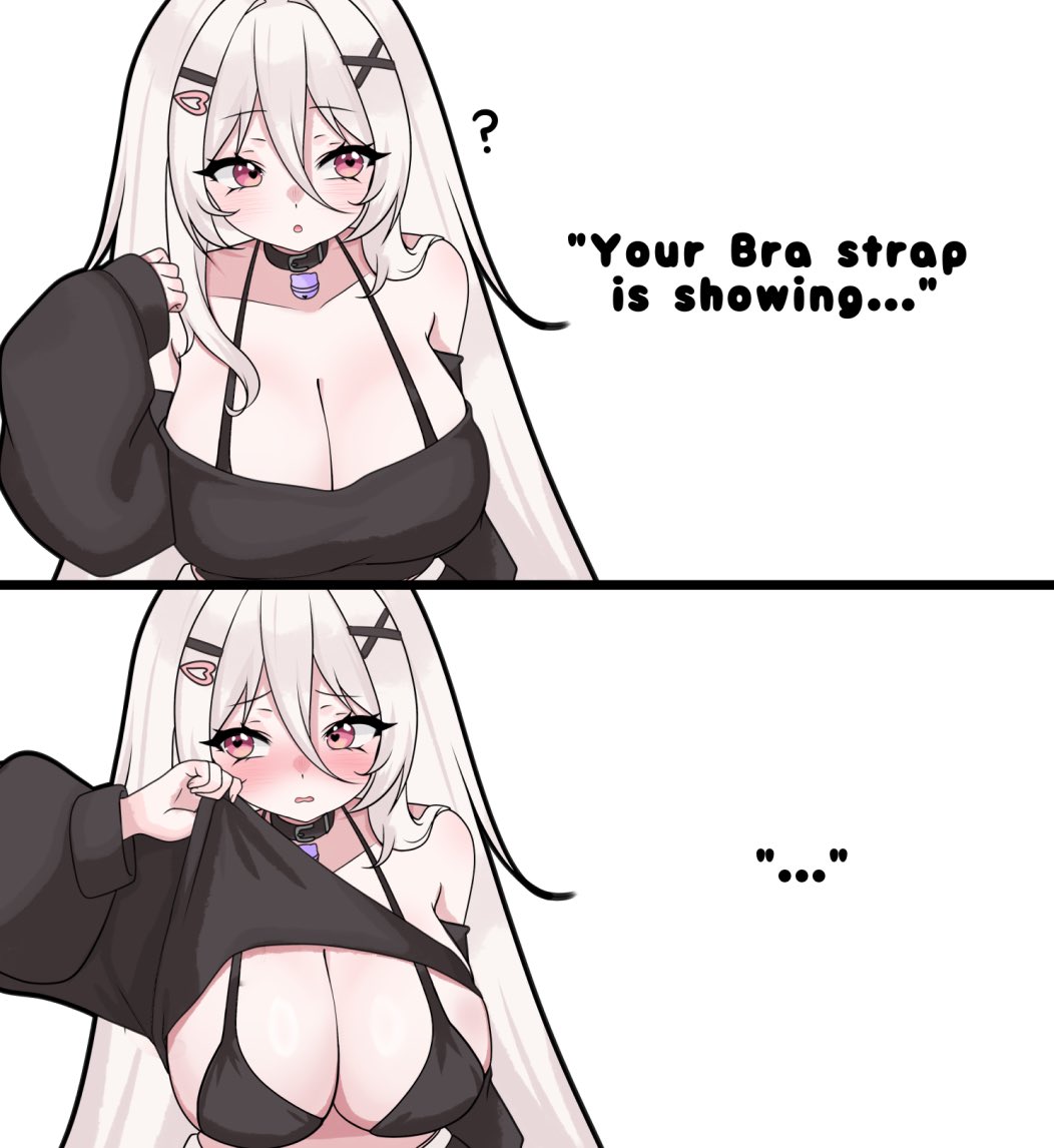 beatiful_girl big_boobs bikini_top bra meme moshiedraws original original_character white_hair