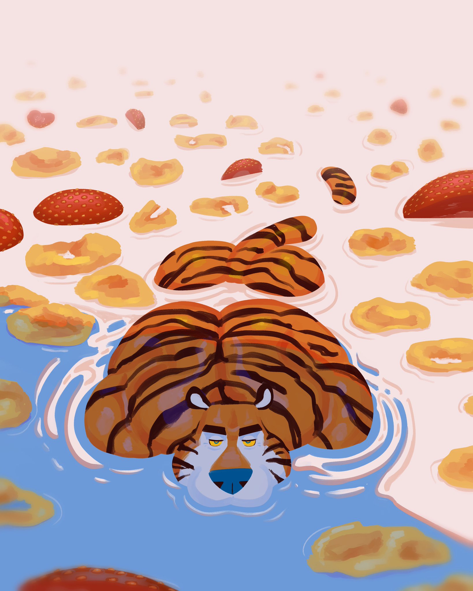 anthro, ass, bara, big ass, butt, feline, furry, gay, looking at viewer, milk, solo, tail, tiger, tony the tiger, vaniwall
