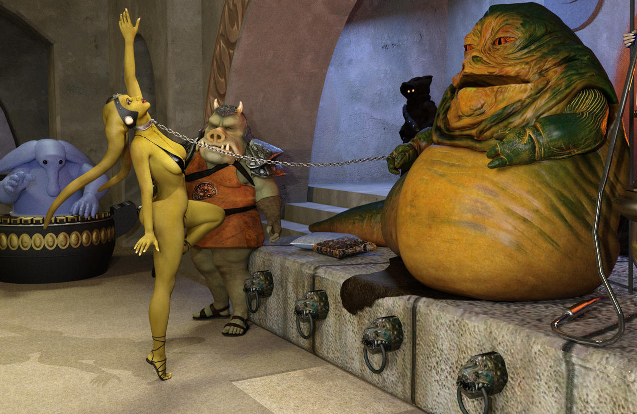 belly_dancer chain_leash dancer dancer_outfit dancing dazinbane gamorrean harem_girl harem_outfit headdress hutt jabba_the_hutt large_breasts max_rebo oola sandals sex_slave slave slave_collar slave_outfit slavegirl sling_bikini star_wars twi'lek