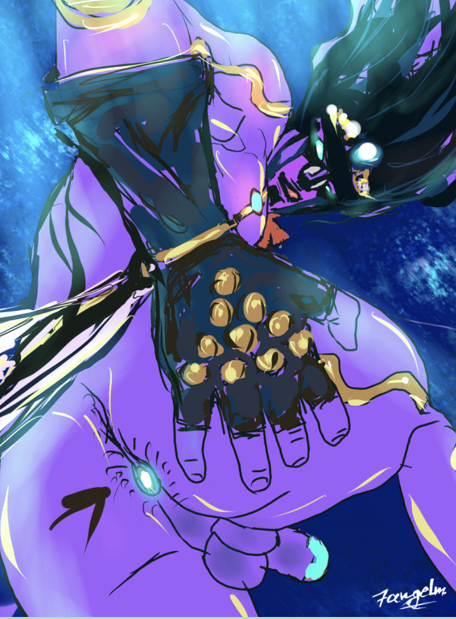 artist_request ass_grab biting_lip black_gloves black_hair blue_background blue_nipples glowing_anus glowing_eyes glowing_nipples glowing_penis jojo's_bizarre_adventure loincloth loincloth_aside looking_at_viewer looking_down male_focus male_only pointing_arrows presenting presenting_anus purple_penis purple_skin slight_wink solo solo_focus solo_male stand_(jjba) star_platinum stardust_crusaders tagme