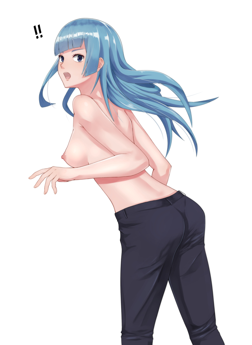 1girls, blue hair, blue-haired female, female, female only, jujutsu kaisen, kasumi miwa, pants, surprised