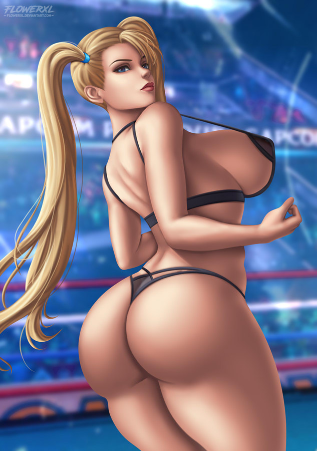 1girls, ass, big ass, female, female only, flowerxl, looking at viewer, looking back, rainbow mika, solo, street fighter, thick thighs, thong, wide hips