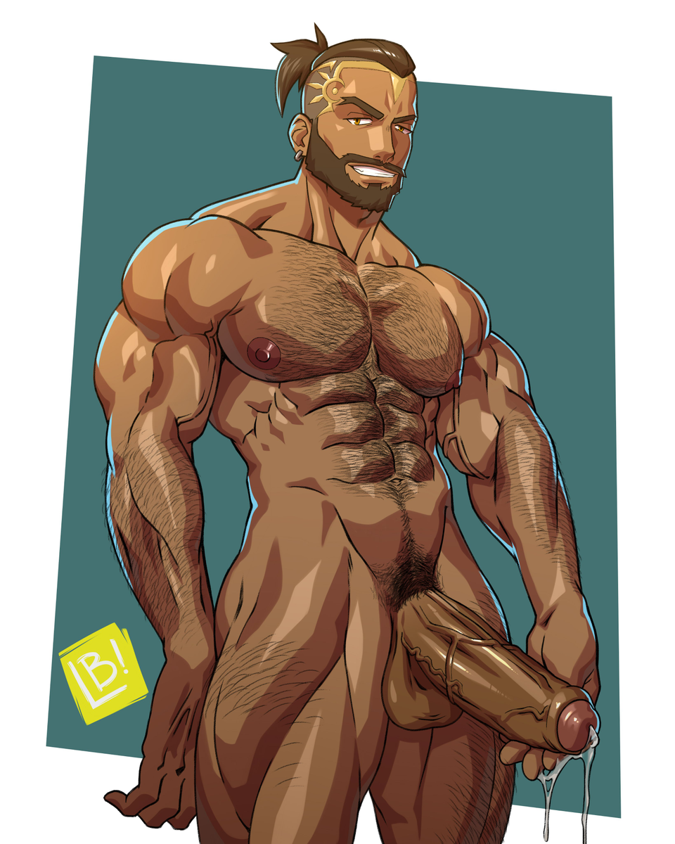 1boy abs bara big_penis boner daddy_xenn_oc erect_penis erection gay huge_cock leaking light-skinned_female light-skinned_male lupin_barnabi male_only melanin nude precum precum_drip smirk solo solo_male uncut veins xenn_(daddyxenn)