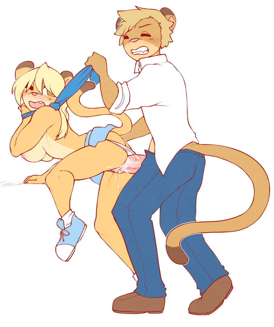 anthro, anthro female, anthro male, anthro on anthro, cum in pussy, cum inside, father and daughter, feline, forced sex, from behind, furry, incest, incest (lore), male/female, mel (dionysis), neck tie, necktie, panties, penis, pussy, raised skirt, rape, raped female, sex, tail, tears, tktktk, vaginal penetration