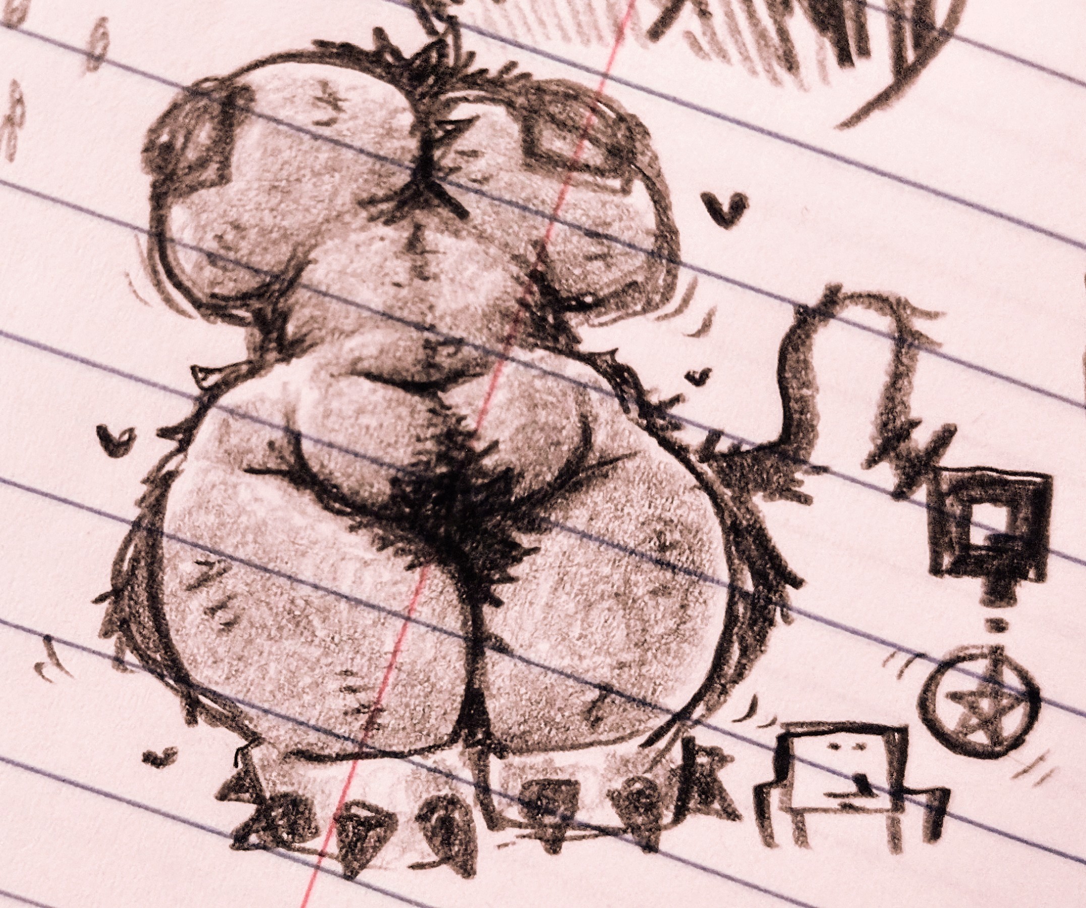 2d, 2d (artwork), 2d artwork, anthro, areola, areolae, bbw, bbw furry, belly focus, big areola, big boobs, big breasts, big thighs, big tits, body focus, body hair, boobs, boobs out, bottom heavy, bottom view, bracelet, bracelets, breasts, breasts out, bush, chubby, chubby belly, chubby female, fat, fluffy body, fluffy tail, forsaken (roblox), fully naked, fully nude, fur, furry, furry body, guest 666, guest 666 (forsaken), guest 666 (forsaken) (humanoid), hairy, hairy chest, hairy pussy, happy trail, hearts, hearts around body, line art, lineart, lined paper, looking at viewer, looking down at viewer, low-angle view, movement lines, naked, naked female, nipple piercing, nipples, no color, noob, noob (forsaken), noob (roblox), nude, nude female, pencil (artwork), pencil sketch, pentagram, pierced nipples, pierced tail, pov, pubes, pubic hair, pussy hair, roblox, roblox game, self upload, simple shading, sketch, spiked bracelet, tail, tail accessory, tail piercing, thick thighs, thigh focus, tits, tits out, traditional art, traditional drawing (artwork), traditional media, traditional media (artwork)
