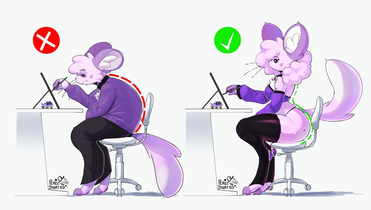 2d, anthro, bags under eyes, bell collar, black collar, black eyes, black panties, black pants, black thighhighs, chair, chinchilla, chinchilla girl, clothes transformation, collar, correct gaming posture (meme), digitigrade, dipstick tail, ear tuft, furry, furry female, furry male, gender transformation, mtf transformation, perezstart53, pink body, pink fur, purple fur, purple sweater, simple background, string panties, stylus, tablet, thick thighs, thighhighs, transformation, whiskers, white background