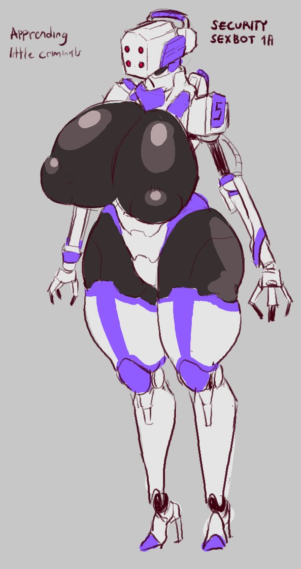 1girls, breasts, female, female only, huge breasts, humanoid, large areolae, larger female, lewdicrousart, robot, robot girl, solo, thick thighs, wide hips
