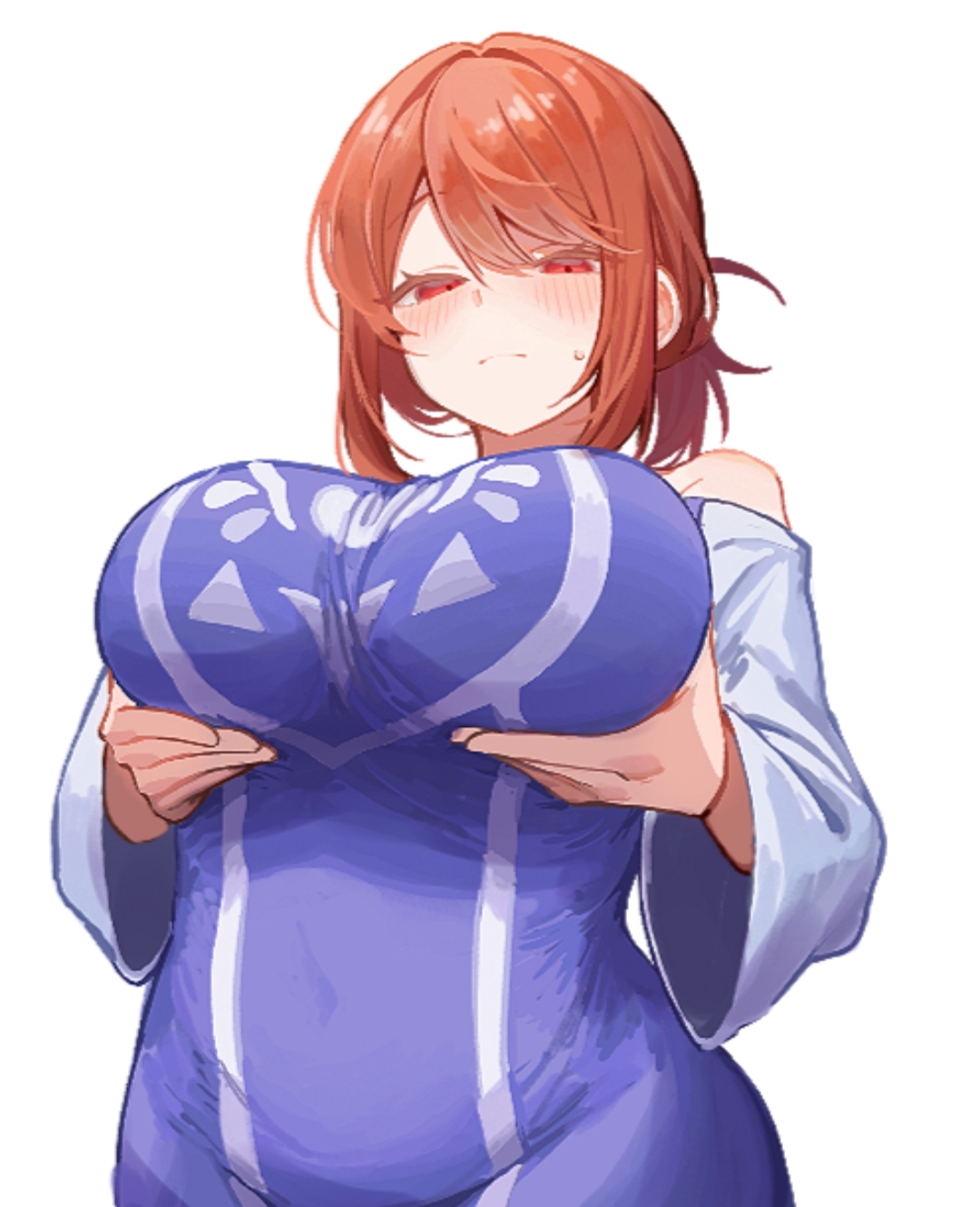 artist request, chara, clothed, female focus, female only, holding own breasts, large breasts, solo, solo female, solo focus, undertale