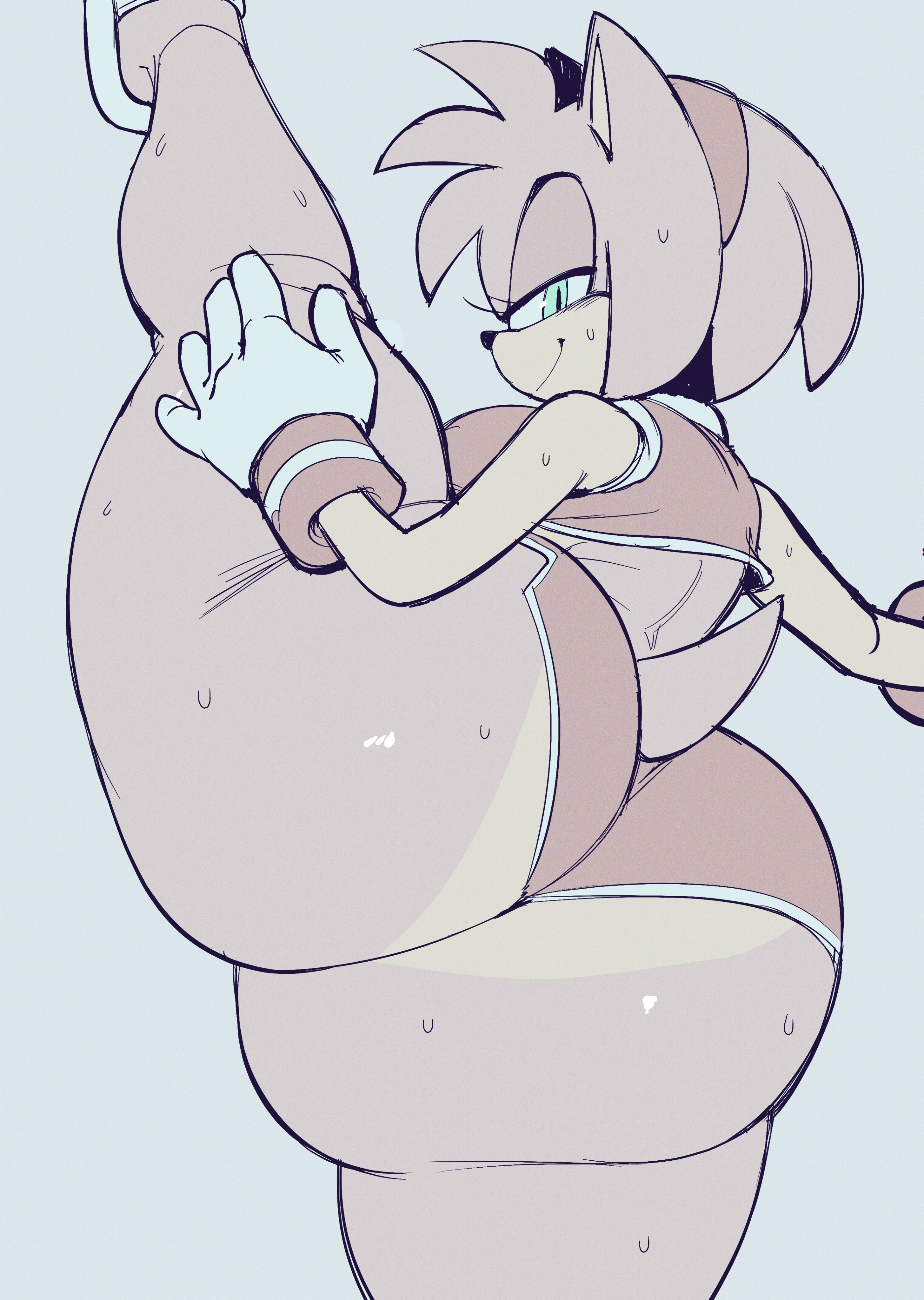 amy rose, anthro, ass, ass focus, fat ass, hedgehog, mobian (species), sega, sonic (series), sonic the hedgehog (series), tagme, tecfuzz
