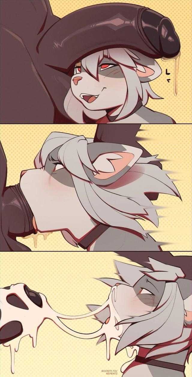 anthro on anthro, blowjob, cum, cum in mouth, cum on face, femboy, furry, gay, gay male, large penis, male/male, nepentz, yaoi