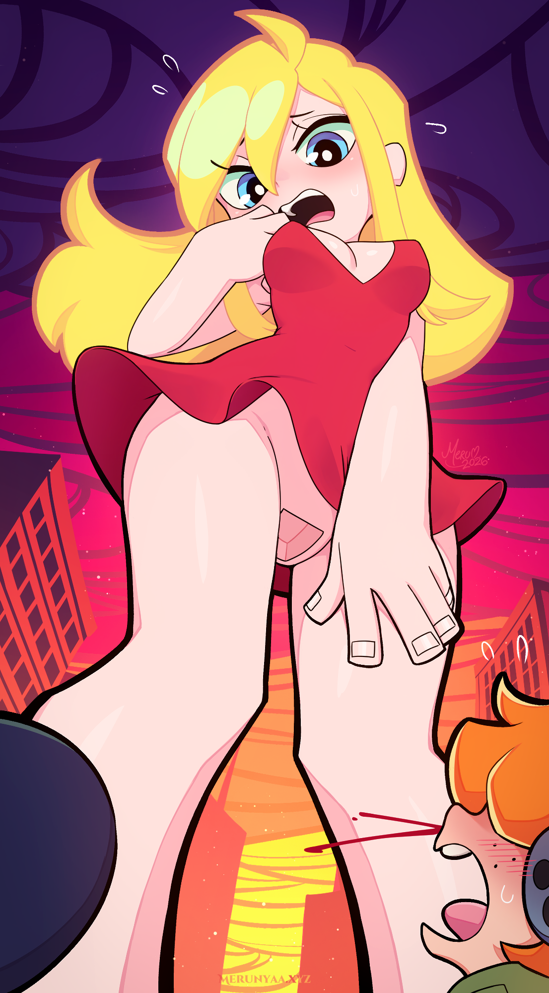 angel, angel girl, blonde hair, briefers rock, garterbelt (psg), giant woman, going commando, merunyaa, no pussy, panty & stocking with garterbelt, panty anarchy, tagme