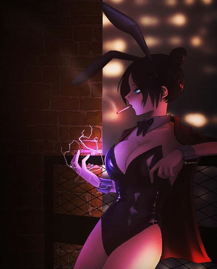 1girls, 2d, apex legends, artist request, black hair, bunny ears, bunnysuit, female, female only, leaning, night, short hair, solo, standing, wraith (apex legends)