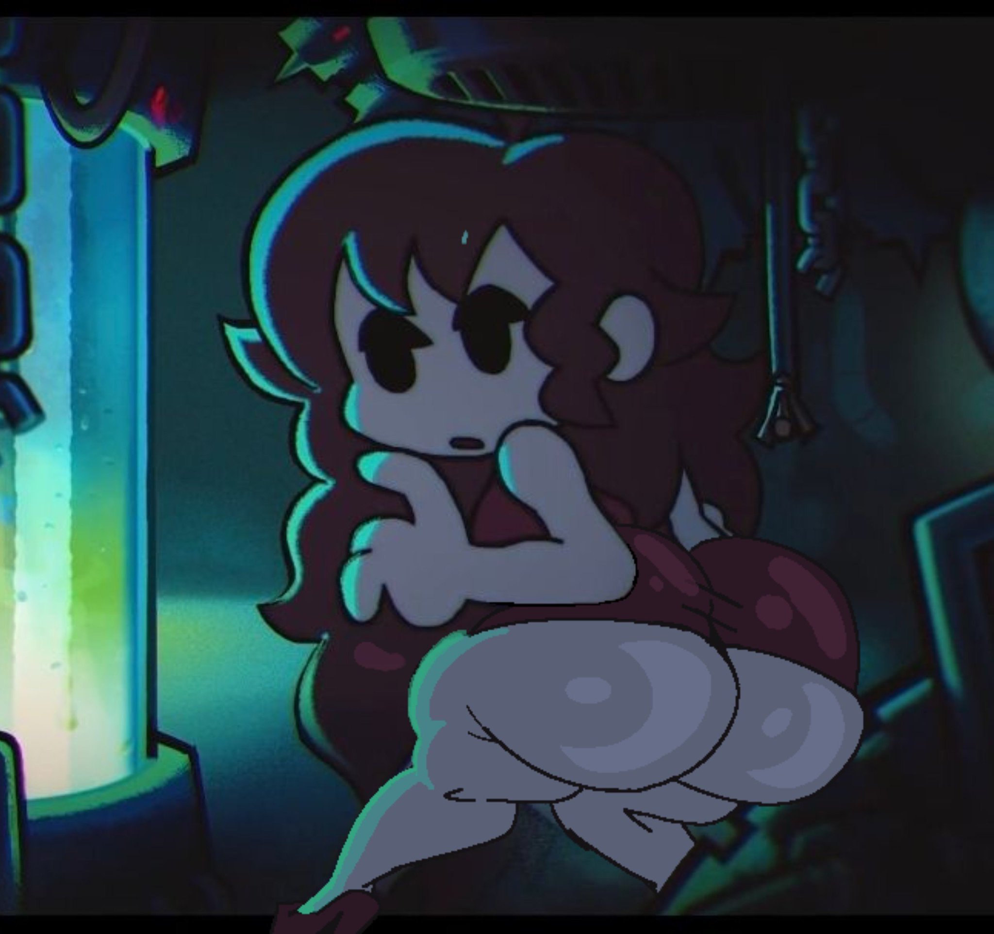 ass bigger than breasts, ass focus, ass peek, asscheeks, big ass, bubble butt, dress, dumptruck ass, edit, edited art, fat ass, friday night funkin, girlfriend (friday night funkin), huge ass, long hair, looking back, massive ass, round ass, spectral gal, thick thighs, thighhighs, thighs