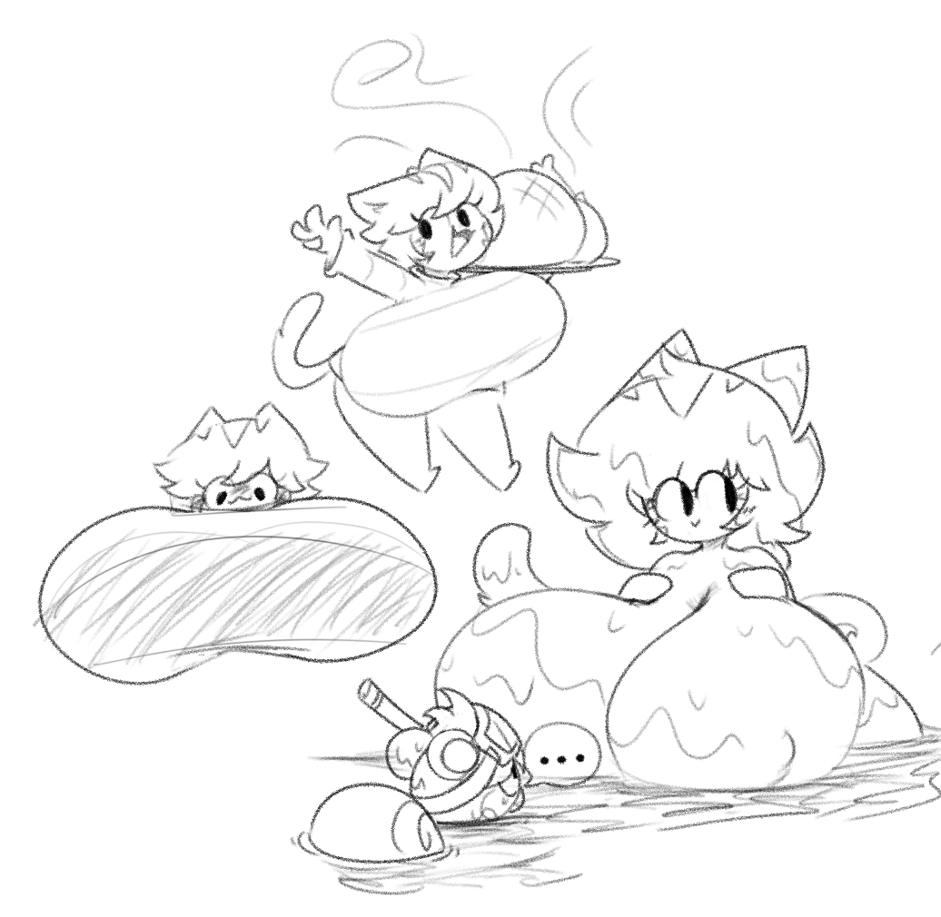 animal_crossing anthro breast_expansion dewbber furry lolly_(animal_crossing) marshal_(animal_crossing) nintendo no_color size_difference sketches