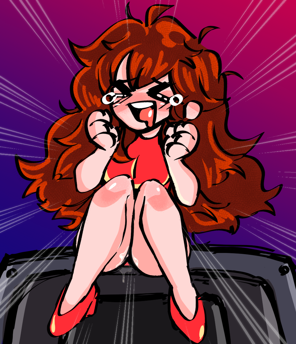 brown hair, dress, female, friday night funkin, girlfriend (friday night funkin), milkyace, on speaker, orgasm, pussy, pussy juice, shoes, solo, speakers, tears