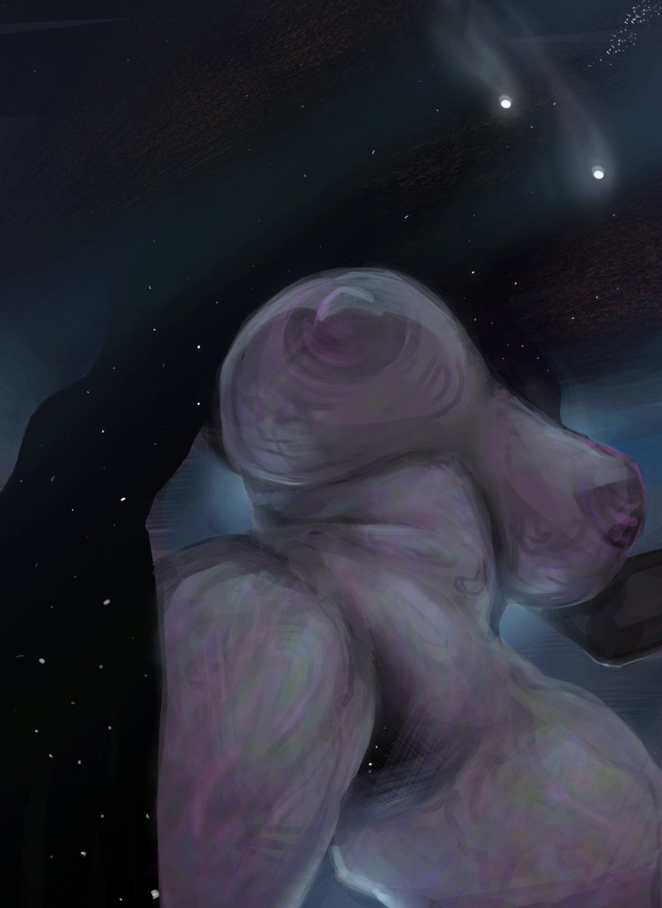 1girls 2021 big_breasts breasts cosmic_skin curvy female feyhearts genitals grey_body grey_skin hi_res huge_breasts humanoid monster monstrous_humanoid nipples nude pussy solo space tagme white_eyes