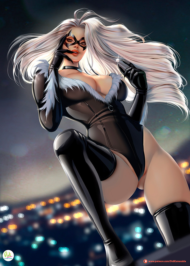 1girls, black cat (marvel), breasts, cleavage, didi esmeralda, felicia hardy, female, female only, looking at viewer, marvel, marvel comics, solo, spider-man (series)
