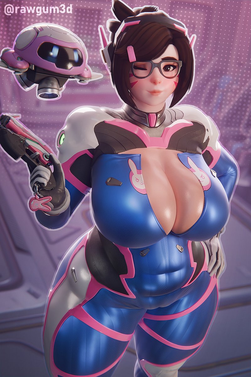 3d, 3d (artwork), 3d model, 3d render, asian, asian female, blizzard entertainment, bodysuit, cleavage, cleavage cutout, cosplay, d.va (cosplay), facepaint, fully clothed, fully clothed female, looking at viewer, mei (overwatch), overwatch, overwatch 2, rawgum, scrag boy (model), scrag boy (style), scrag d.va, sexy, sexy body, sexy female, snowball (overwatch), thick, thick ass, thick girl, thick thighs, thighs, tight bodysuit, tight clothes, tight clothing, wink, winking at viewer
