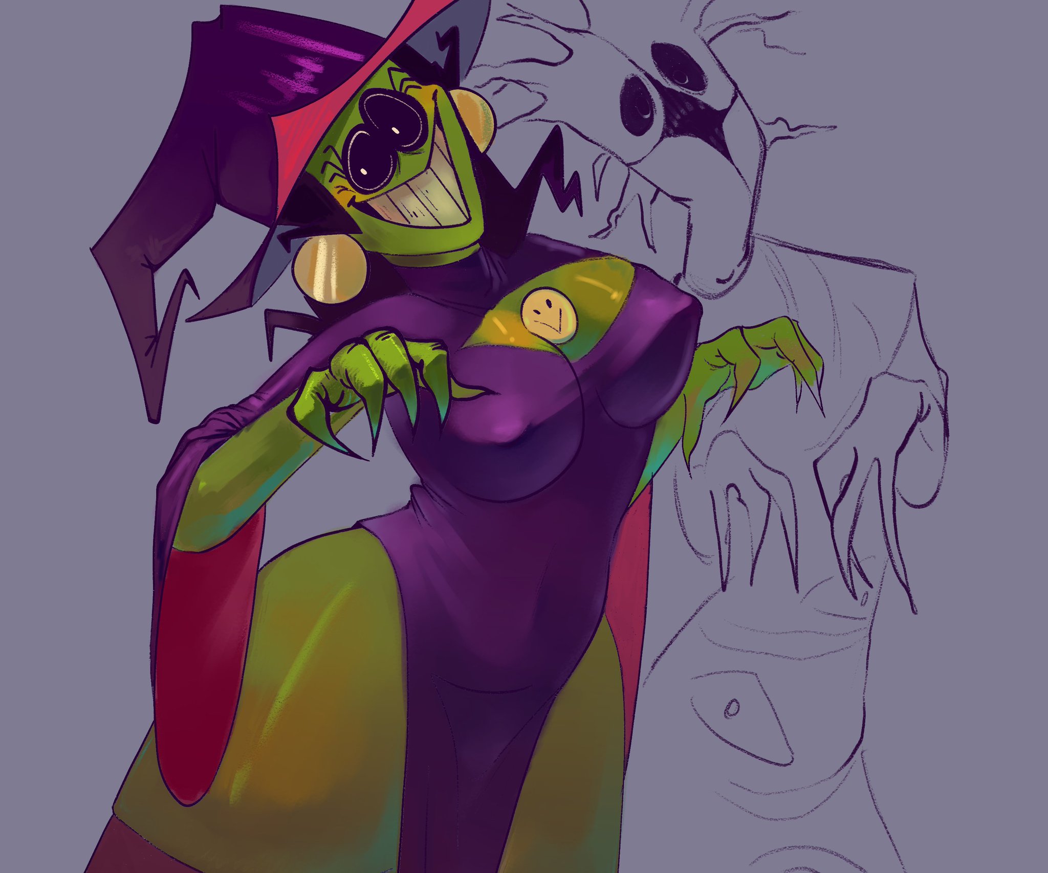1female, 1females, 1girl, 1girls, 2d, 2d (artwork), 2d artwork, artist request, aspen moor, big ass, big boobs, big breasts, big butt, green skin, halloween, huge boobs, huge breasts, monster, monster girl, solo, spooky month, sr pelo, tagme, teeth, twitter, witch