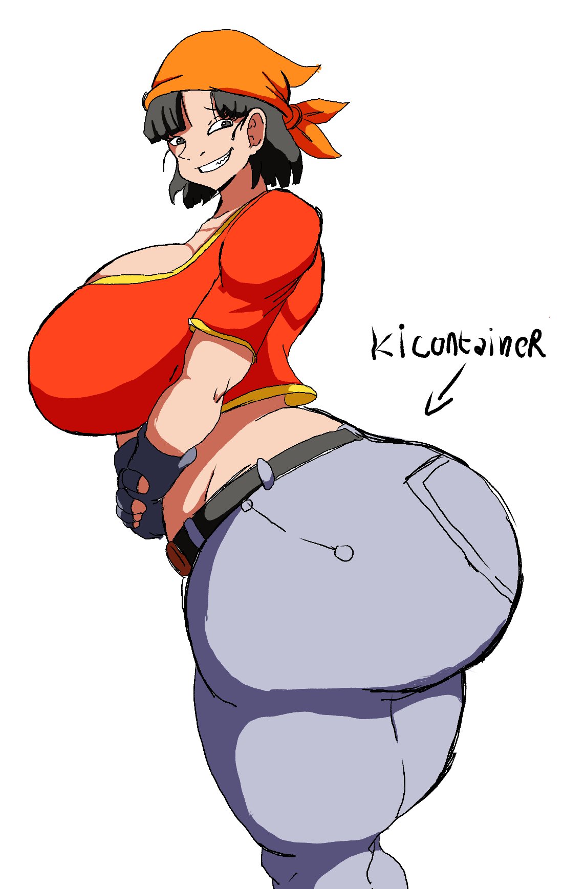 1female, 1girl, 1girls, bubble butt, dragon ball, dragon ball gt, evil container, female, female only, large ass, large breasts, meme, pan (dragon ball), saiyanpride56, smirking, tagme