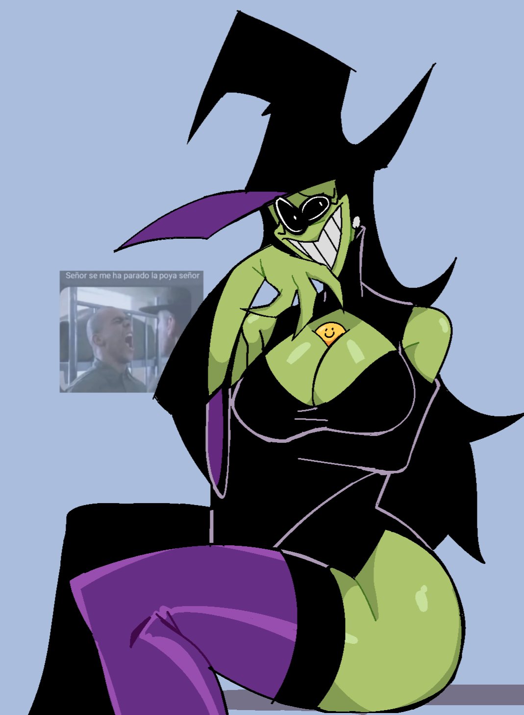 1female, 1females, 1girl, 1girls, 2d, 2d (artwork), 2d artwork, artist request, aspen moor, big ass, big boobs, big breasts, big butt, green skin, halloween, huge boobs, huge breasts, monster, monster girl, solo, spooky month, sr pelo, tagme, twitter, witch